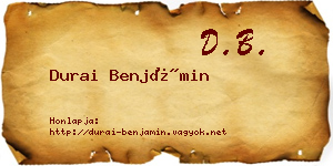Durai Benjámin névjegykártya